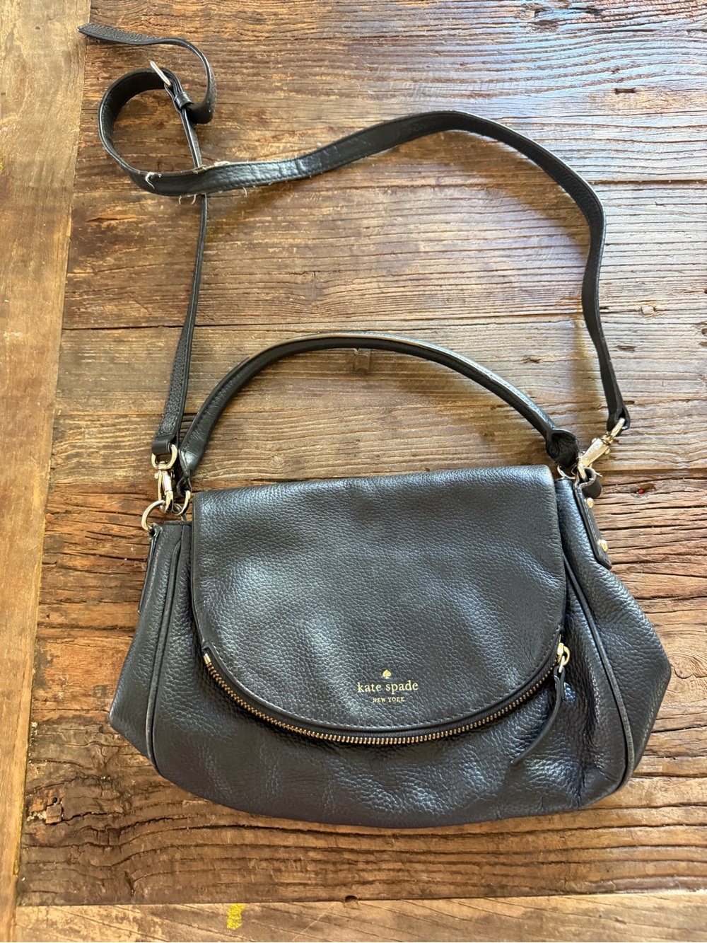 kate spade Black Pebbled Leather Top-Handle Shoulder Bag